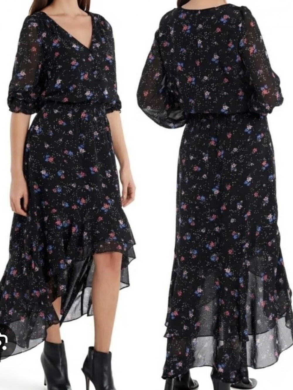NWOT!Gorgeous Fall Garden Party Boho Floral Women's Cottagecore Maxi Dress Small